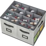 VERONLY Shoe Organizer for Closet, 16 Pairs- Large Shoe Box Storage Containers,Fabric Foldable Shoe Storage Bins with Clear Cover, Adjustable Dividers for Shoes, Light Gray