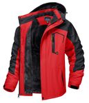 TACVASEN Mens Ski Jacket Waterproof Fleece Snowboarding Jacket Outdoor Soft Shell Jackets Parka with Hood Sportswear, Red, M