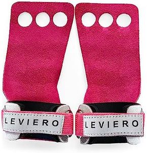 LEVIERO Woddies Gymnastics Grips for Crossfit, Pull-Ups, Weightlifting - Soft Leather, Comfort Fit, Durable WOD Grips for Adults XS Pink