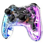 Fosmon Wireless Switch Pro Controller Compatible with Switch/Lite/OLED, RGB Hue Color Lights, Support Android/iOS & PC, Remote Gamepad Joystick with 6-Axis Gyro, Turbo, Vibration, Wake and Screenshot