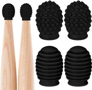 4 Pieces Drum Mute Drum Dampener Silicone Drumstick Silent Practice Tips Percussion Accessory Mute Replacement Musical Instruments Accessory (Black,Grid, Dot)