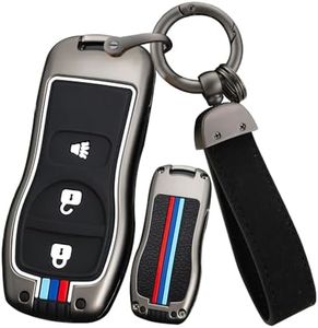 ontto 3-Button Car Key Cover Fit for Infiniti FX35 FX45 QX4 Key Fob Keyless Entry Remote Control Key Case Metal Key Holder Fit for Nissan Armada Frontier Murano NV1500 Pathfinder Titan 2002-up Black