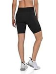 TCA Women's High Waisted Yoga Shorts – Tummy Control Buttery Soft Biker Shorts with 2 Open Side Pockets for Running, Gym, and Workout - Black Stealth, M
