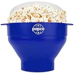 The Original Popco Silicone Microwave Popcorn Popper with Handles | Popcorn Maker | Collapsible Popcorn Bowl | BPA Free and Dishwasher Safe | 15 Colors Available (Blue)