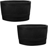 RTS Companies Inc Whiskey Barrel Planter for Indoor or Outdoor Gardening, Black, (2 Pack)