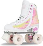 Crazy Skates Glitz Dazzling Glitter Quad Roller Skates for Women and Girls, Size 35, Pearl