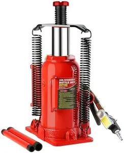 Pneumatic Air Hydraulic Bottle Jack with Manual Hand Pump, 15 Ton (40,000 Lb) Bottle Jack for Auto, Truck, Travel Trailer, Red