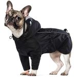 Dog Raincoat with Removable Hood, Lightweight Dog Rain Jacket Dog Poncho Rain/Water Resistant Dog Clothes Lightweight Waterproof Dog Coat for Small Medium Large Dogs(Black, L)