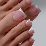 BTArtbox Press On Toe Nails - Lamp-Curable Sharp Square False Toenails for Big Toe, Semi-Transparent French Tip Stick on Toenails in 15 Sizes - 30 Toenails Kit, Ma'am