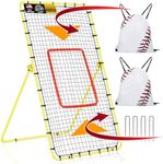 YNSZAS 𝑵𝑬𝑾 [3-in-1] Pitch Back Rebounder Practice Net, 6x4 FT Adjustable Bounce Back Return Net for Volleyball Softball Lacrosse Soccer Baseball Throwback Trainer Gifts, Profession Training Machine