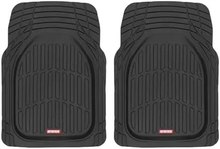 Motor Trend -2 Piece Front Car Floor Mats- Black FlexTough Contour Liners-Deep Dish Heavy Duty Rubber Floor Mats for Car SUV Truck & Van-All Weather Protection, Universal Trim to Fit