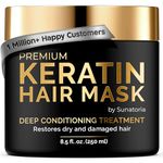 SUNATORIA Keratin Hair Mask - Deep Hair Conditioner - Dry Split End Damaged Hair Treatment - Vitamin E Complex Omega 3 9 - Protein Hair Care - Keratin Hair Treatment