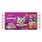 WHISKAS Perfect Portions Adult Wet Cat Food Paté and Cuts in Gravy - Chicken - Turkey - Beef - Salmon - 75g (24 Pack)