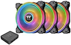 Thermaltake Riing Quad 120mm 16.8 Million RGB Color (Alexa, Razer Chroma) Software Enabled 4 Light Rings 54 Addressable LED 9 Blades Hydraulic Bearing Case/Radiator Fan CL-F088-PL12SW-B, Black