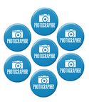 GIFTEENG Photographer Round Badges - Pack of 7 | Birthday/Anniversary Gift- Best Gift for Friendship Day, Wedding, Rakhi, Diwali & Office Party