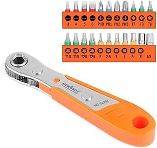 HORUSDY 23-Piece 1/4 Mini Ratchet Offset Screwdriver Bit Set, S2 Steel Right Angle Screwdriver with 90 Degree Mini Offset Reversible Drive Handle& Multi Hex/Phillips/Slotted/Torx Star Bit