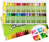 PENTRISTA Oil Pastels Set of 48 Assorted Colors, Non-Toxic Soft Oil Pastel Crayons for Smooth Drawing and Blending,Oil Pastels for Artists, Kids,Beginners, Students, 1 Sharpener and 1 Pastel Holder