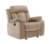 Lezino 1 Seater Rocker Recliner Chair in Premium Suede Fabric (Manual Rocker Recliner, Beige)