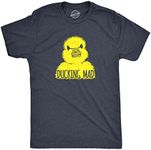 Crazy Dog T-shirts Mens Ducking Mad T Shirt Funny Angry Yellow Duck Tee for Guys (Heather Navy - DUCKING) - 5XL