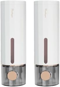 Lot de 2 distributeurs de savon, fixation murale, sans perçage, 450 ml, pour lavabo, salle de bain, gel douche, fenêtre transparente, idéal pour lavabo, gel douche et désinfectant pour les mains