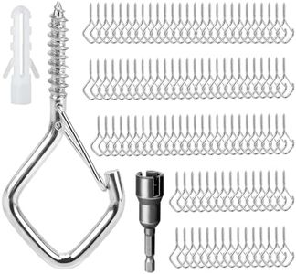 Ticway 110 PCS Q-Hanger Hooks for String Lights, Ceiling Hangers for Plants & Wind Chimes, Christmas Decorations Outdoor Hooks Silver
