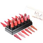 MILA BEAUTÉ Minis Pout Party Lipstick | Highly Pigmented Mini Lipsticks for Women | Matte Finish Lipstick Set of 12 Pieces (Shade-A, 12g)