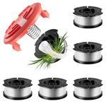 7 Pcs AF-100 Weed Eater Spools Compatible with Black and Decker String Trimmer, 0.065’’ AFS Automatic Feed Replacement Spool, 6 Pcs Trimmer Spools(180ft Total), 1 Pcs RC-100-P Trimmer Cap and Spring