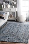 nuLOOM Hand Braided Area Rug, Denim (6' x 9' Feet)