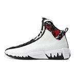 soulsfeng High Top Basketball Shoes White Walking Shoes Leather Athletic Shoes Lace Up Sneaker for Women Size 8