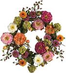 Nearly Natural 24" Peony Wreath, 24in, Mixed