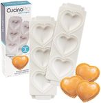 Valentine's Day Jumbo 3" Heart Ravioli Molds (2 PK)- Homemade Filled Pasta Maker- 2 pc Tray & Press makes 3 Italian Raviolis at a Time, Easy to Use Clean- Date Night Dinner Party, Gift for Him or Her