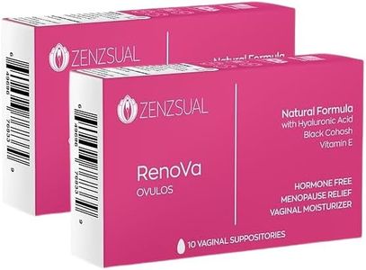 ZENZSUAL Renova Ovulos Moisture Support Suppositories, 20 Inserts (2 Boxes) – Extra Strength Feminine Dryness Support - Moisture Care with 10mg Hyaluronic Acid, Vitamin E, Flaxseed Oil & Cocoa Butter
