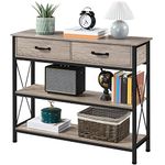 Yaheetech 3 Tier Console Table with 2 Drawers, Industrial Entryway Sofa Table, Long Narrow Wood Console Table for Living Room, Hallway, Easy Assembly, Gray