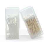 SwirlColor Cotton Bud Holder for Travel, 2 Pcs Portable Small Cotton Swab Holder Transparent Plastic Cotton Swab Mini Box for Storing Cotton Balls Cotton Swabs Flosser Toothpicks