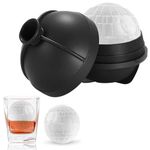 Ice Cube Mold Death Star Ice Ball Maker 2.5" Silicone Round Ice Cube Tray Molds with Built-in Funnel for Whiskey Cocktails Chocolate 1 Pack