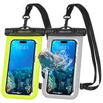 UNBREAKcable Waterproof Phone Pouch 2 Pack - IPX8 Waterproof Phone Case - Dry Bag for iPhone 15 Pro Max 14 13 12 11 XR XS SE Samsung S23 S23+ S22 S22+ S21 FE S10+ Huawei etc... - 7 Inch - Grey&Green