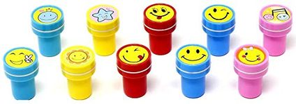 MSGH Stamps for Kids | Set of 10 Stamp - Also can be Used as Pencil Tops - Prefect Gift for Teachers Parents and Students (SMIELY) (Multicolor)