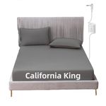 JIUMIWA Grounding Sheet Cali King Size with 15ft Cord, 90% Organic Cotton + 10% Silver Fiber, Conductive Earthing Bed Sheets for Better Sleep and Wellness, Gray