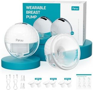 Paruu P10 Hands-Free Breast Pump Wearable, 338mmHg Strong Suction, Low Noise, 4 Modes & 9 Levels, Electric Breast Pump Portable, Smart Display, 19/21/24/28mm Insert/Flange, 2 Pack