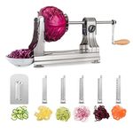 WellToBe 6-Blade Vegetable Spiralizer Spiral Slicer Veggie Pasta Spaghetti Maker for Healthy Low Carb/Paleo/Gluten - 304 Food Stainless Steel Body & Includes Blade Storage Box