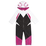 Marvel Spider-Man Spider-Gwen Ghost Spider Zip Up Cosplay Coverall Newborn to Little Kid, White, 3T