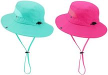Century Star Outdoor Kids Sun Hat - Boys & Girls Beach & Fishing Hat (2Pcs, Rose Red & Lake Blue, UPF 50+, 5-13T)