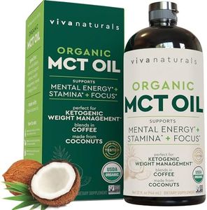 Viva Naturals USDA Organic MCT Oil (32 fl oz) – Made with 100% Organic Non-GMO Coconuts, Keto Friendly and Paleo Diet Certified