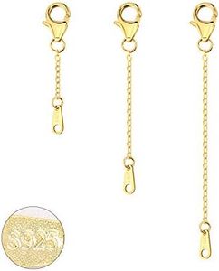 Extenders Chain Necklace 14K Gold Plated Sterling Silver Extension Chains for Jewelry Making(1 2 3 inch)