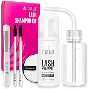 STACY LASH Lash Shampoo 100ml Kit Foaming Cleanser with Eye Lash Spoolies & Rinse Bottle & Cleansing Pad & Brush for Eyelash Extensions & Clusters & Natural Eyelashes