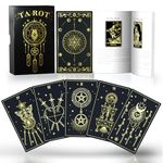 ACELION Original Plastic Tarot Card Set with Guide, Waterproof Tarot Cards，78 Pieces of Tarot Cards with Gold foil on The Surface， Fortune-Telling Game, Tarot for Beginners