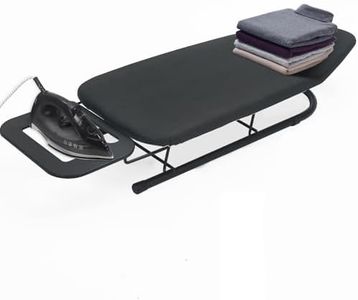 Rainberg Tabletop Ironing Board, Suitable for Left and Right-Handed Users, 76 x 30cm,100% Cotton Cover, Lightweight, Easily Foldable Legs, Perfect for Travel & Small Spaces. (Black)