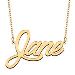 GR35Z9 Name Necklace Gift for Her His Friend Fans Birthday Wedding Christmas Jewelry, Gold Plated, No Gemstone