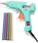 FEWORLD 20 WATT 7 mm Hot Melt Glue Gun with ON Off Switch and LED Indicator with 5 Glitter Color Glue Sticks