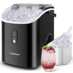 COSTWAY Nugget Countertop Ice Maker, Ready in 6 Mins, 34 lbs/24H, Ice Machine with Soft Chewable Pellet Ice, Self-Cleaning, One-Click Operation, Ice Basket & Ice Scoop for Kitchen (Black)